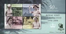 COCOS(KEELING) ISLANDS 2004 50TH ANNIVERSARY ROYAL VISIT SHEET OVP SINGAPORE MNH