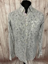 Pretty Green Pink Blue White Paisley Floral Shirt Medium Mens Long Sleeve Print