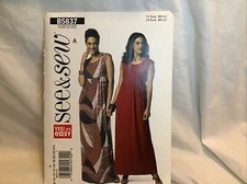 Butterick See & Sew B5837 Maxi Dress w Back-Keyhole Sz 8-24 UNCUT Pattern EASY