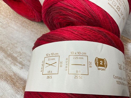 Lot of 3 Circulo WHOOPEE YARN - Cotton Sport 578 yd cake - shades of RED - Picture 5 of 6