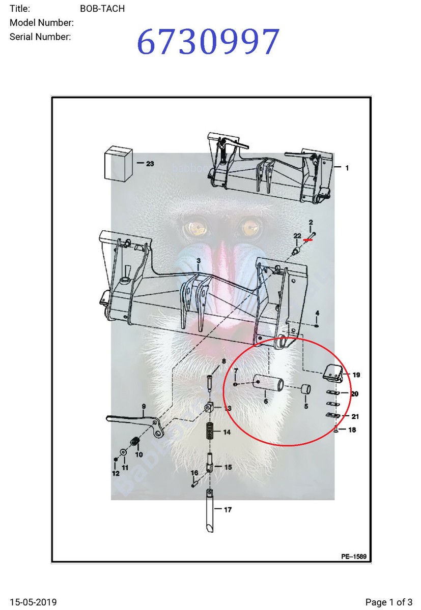 Bobtach Pivot Pin & Bush Kit for Bobcat 7101078 6730997 S160 S175