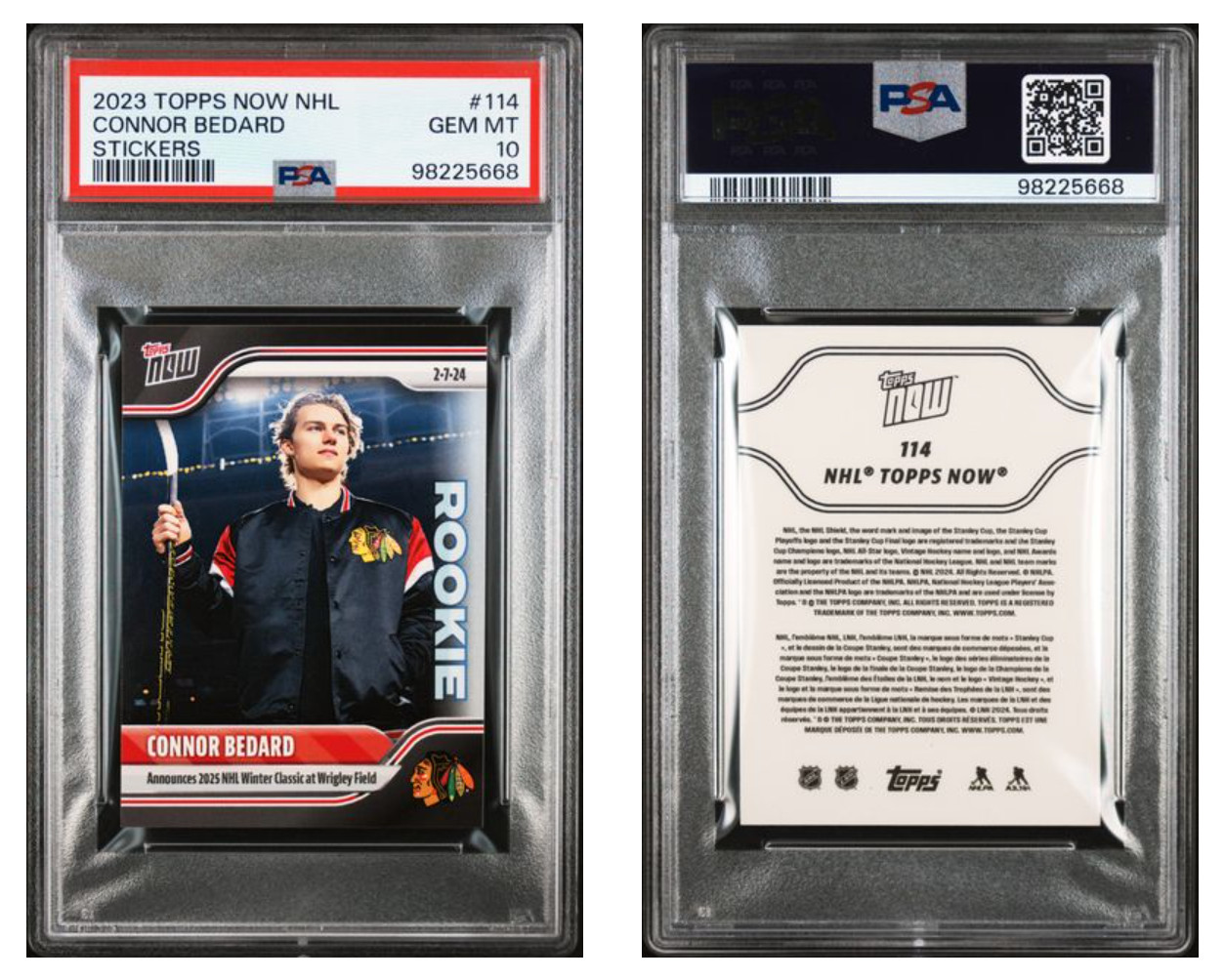 2023 TOPPS NOW NHL STICKERS #114 CONNOR BEDARD ROOKIE CARD RC PSA 10 view 1