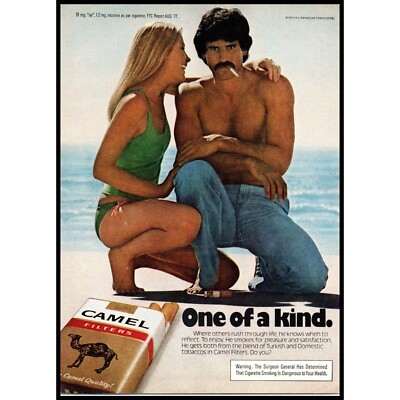 1978 Camel Cigarettes Vintage Print Ad Shirtless Man Blonde Green Swimsuit  Photo