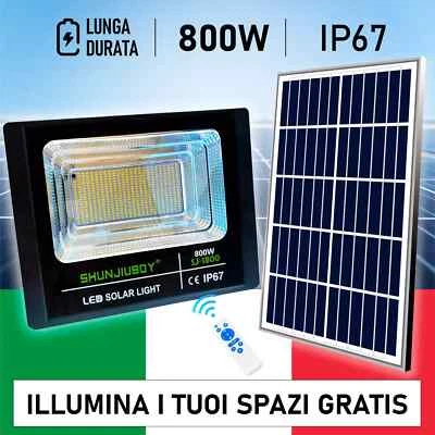 FARO 800W LED Compatto da Esterno con Pannello Solare e Controllo da Remoto