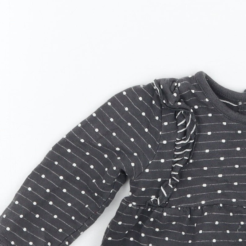 George Girls Grey Polka Dot Cotton Blend T-Shirt Size 6-9 Months image 5