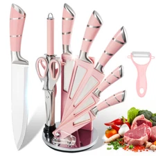 9 PCS Kitchen Knife Set with Acrylic Block.Stainless Steel professional knife 