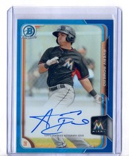 AVERY ROMERO 2015 BOWMAN CHROME BLUE REFRACTOR AUTO RC #8/150 MARLINS