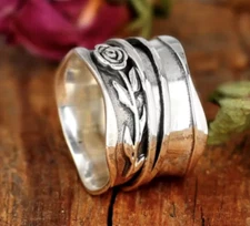 Flower Design Handmade Ring 925 Sterling Silver Ring Statement Band All Size