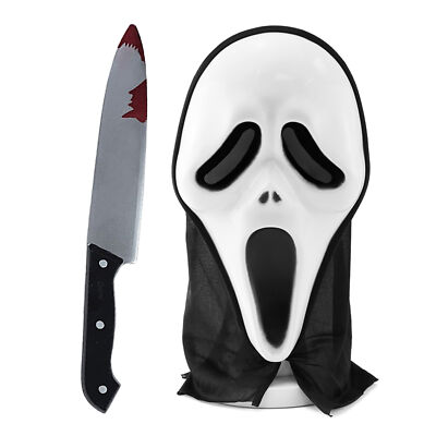 SCHREI MASKE SCHREIER MESSER GESPENST GESICHT HORROR HALLOWEEN KOSTÜM