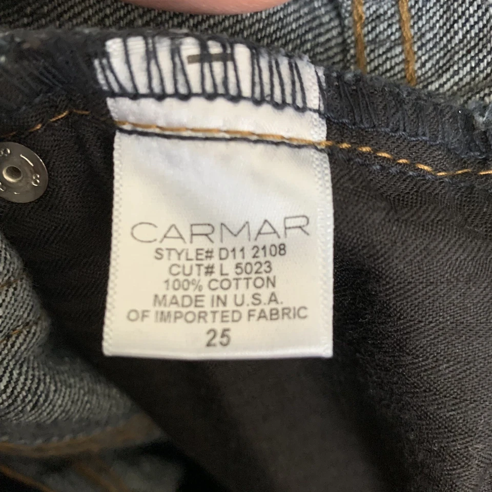 Jeans Carmar para mujer 25 pierna recta 100 % algodón tiro medio azul oscuro denim Foto 2 de 4