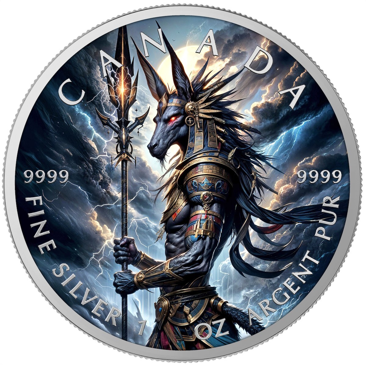 世界200枚 メイプルリーフ 銀貨 カラー エジプト アヌビス 1オンス 1oz Canada 2025 Maple Leaf Anubis Edition 1 oz Colorized Silver Art