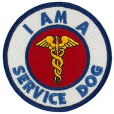 I AM A SERVICE DOG (Hook&Loop) SD-007V Embroidered Patch 3" - FREE SHIPPING!