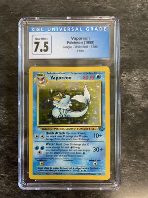 1999 Pokmon Graded Card CGC Near Mint+ 7.5 Vaporeon Holo Jungle Unlimited  Rare | eBay
