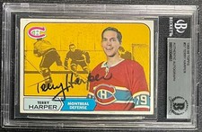 TERRY HARPER SIGNED 1968-69 TOPPS #57 CANADIENS CARD BECKETT AUTHENTICATED 651