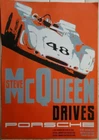 "Steve McQueen Drives Porsche" Advertising Poster 16"x 23" EXCELLENT CONDITION