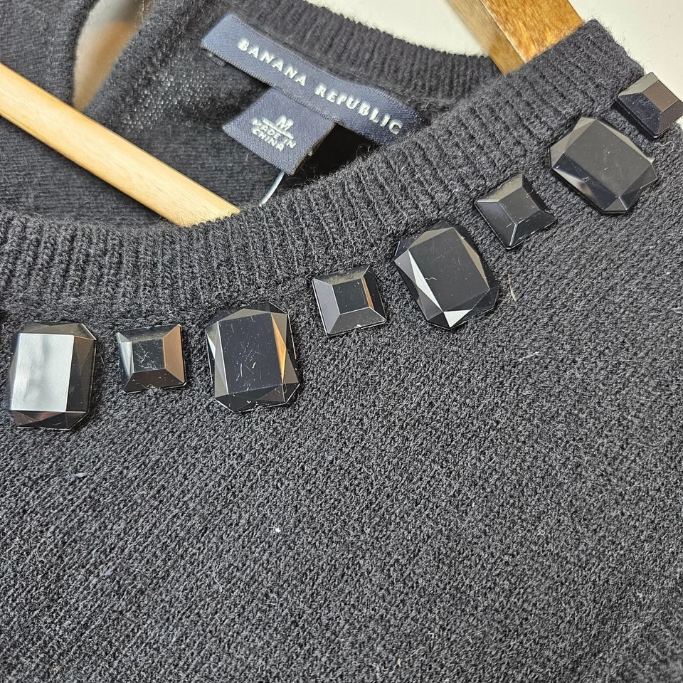 BANANA 共和国羊毛现金针织衫衬衫背心女式 M 全新带标签全新黑色漂亮 — 第 4/4 张图片