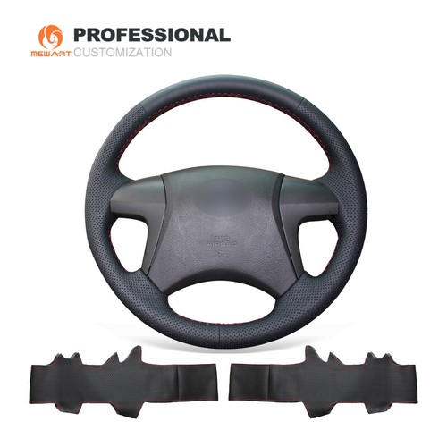 Black Genuine Leather Car Steering Wheel Cover for Toyota Kluger Aurion