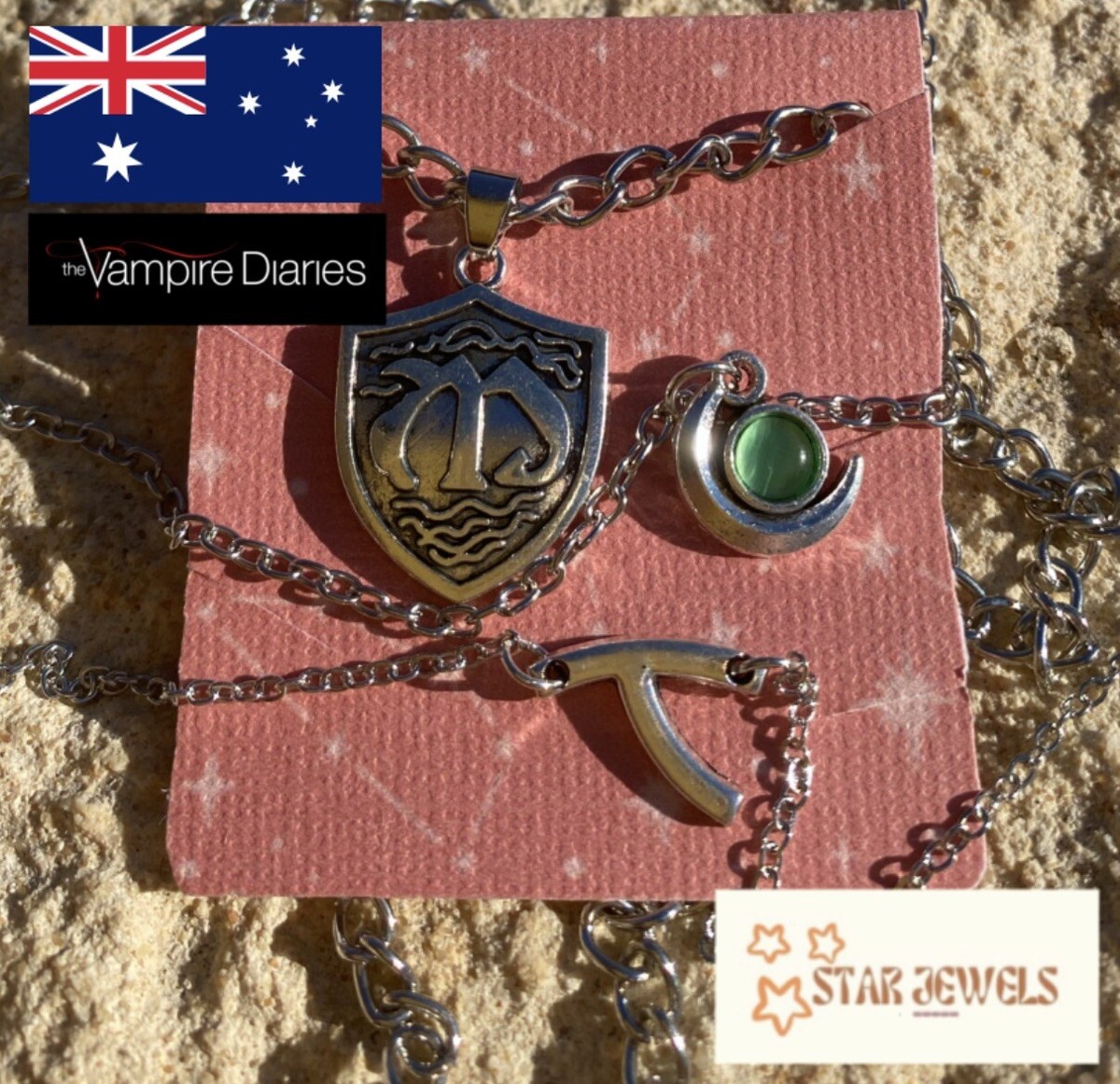 3Pcs Hope Mikaelson Legacies Layer Family Crest Wishbone Moon