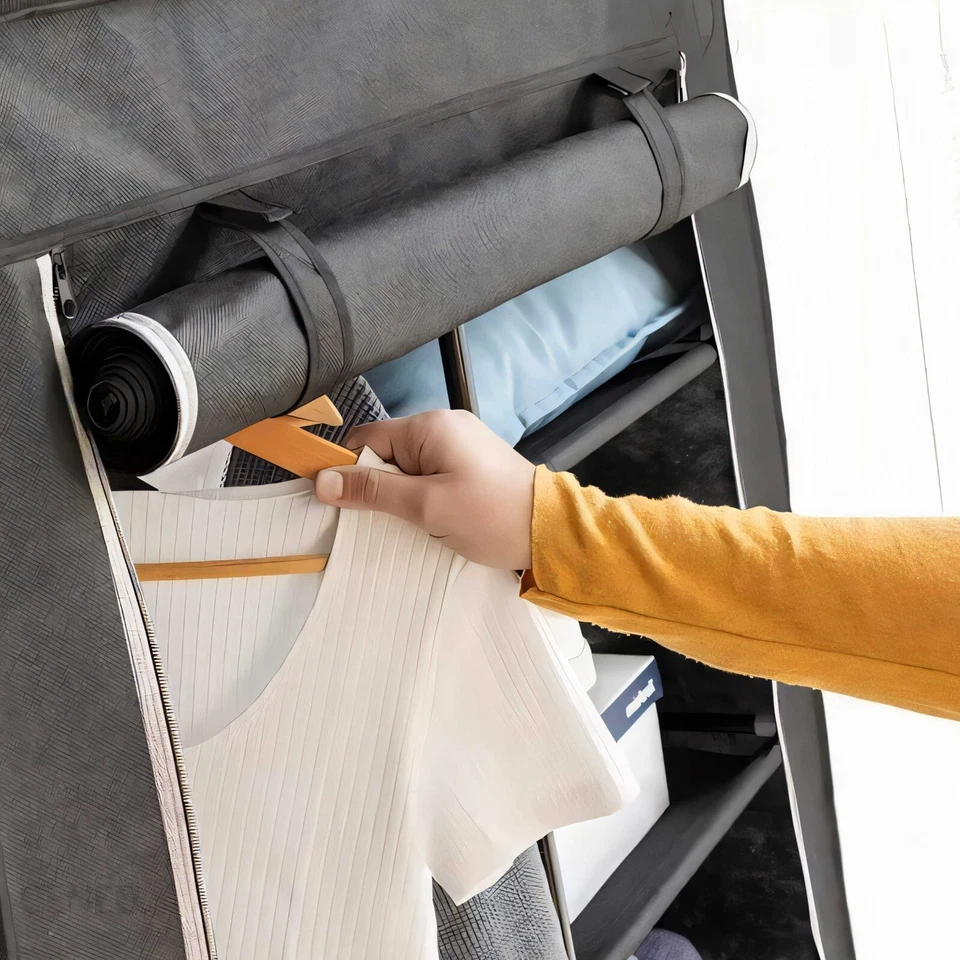 Mobiler Stoffschrank Textil Gaderobe Textilschrank Kleiderschrank Camping Retoo - Bild 4 von 4