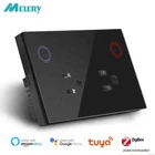 Melery Zigbee Tuya Smart Wall Plug Socket Glass Panel 16A US Electrical Socket