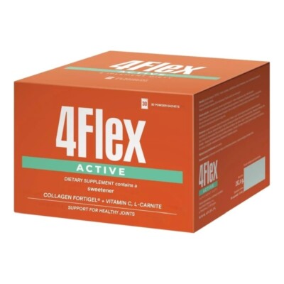 4Flex Active 30 Beutel KOLLAGENHYDROLYSAT & L-CARNITIN, ERDBEERGESCHMACK