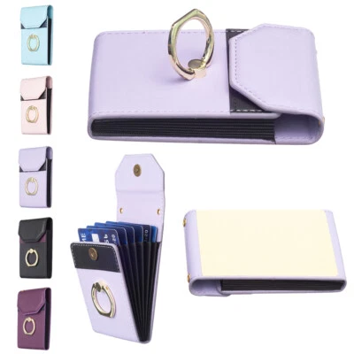 For Phone Universal Adhesive Stick On Wallet Credit Card Holder Ring Holder Case
