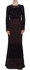 DOLCE & GABBANA Dress Purple Floral Lace Ricamo Maxi IT42 / US8 / M RRP $15200 