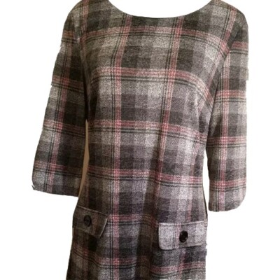 Connected Apparel Womens Tartan Plaid Outlander Dress Size 10 Medium Gray & Red