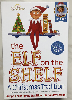 The Elf On The Shelf Brown Eyed Dark Skin Tone Boy Doll & Story Book Box Set New