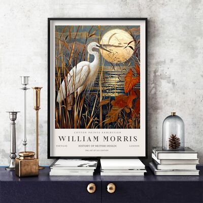 William Morris Druck, William Morris Ausstellung Poster Reiher, Vogel (409c)