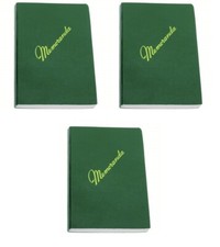 Skilcraft Military Memo Book, Side Bound, 3-3/8" x 5-1/2", Green, 3 Pack