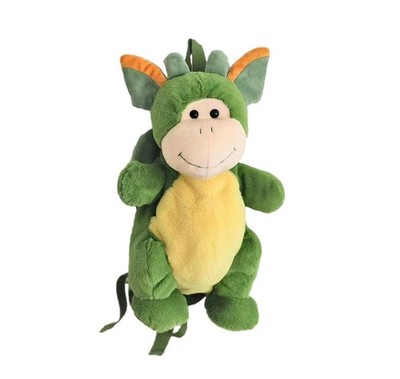 Inware Rucksack Drache grün/gelb 36 cm Stoffdrache Plüschrucksack