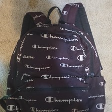 Champion Black Logo Backpack Medium Zipper 1 Pocket Laptop Compartment