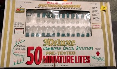 Kmart Christmas 50 Deluxe Outdoor-Indoor Ornamental Crystal  Miniature Lites  