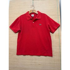 Lacoste Red Short Sleeve Polo Shirt Croc Logo Size S Made in Peru