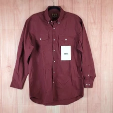 Wyoming Traders Western Shirt Men's M Tall Maroon Cotton Long Sleeve Button-Down
