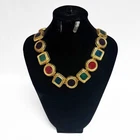 Chunky Vintage Multicolor Costume Jewelry Statement Necklace (Unsigned)
