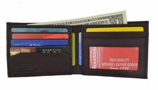 Brown Men's Genuine Leather Slim Thin Bifold ID Credit Card Holder Wallet New