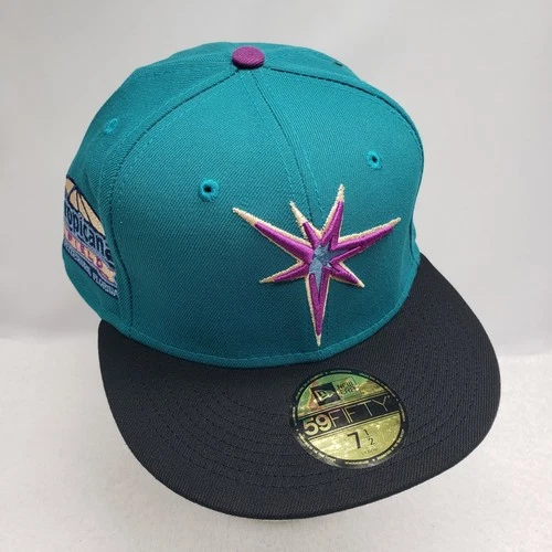 Exclusive Tampa Bay Rays Tropicana Field Aqua Black Grape Fitted Hat Cap 7 1/4