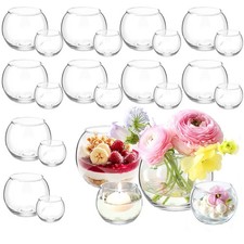 24 Pack Glass Bubble Vases,Small flower bud vases bulk,4"W x3"H Set of 12 Pcs...