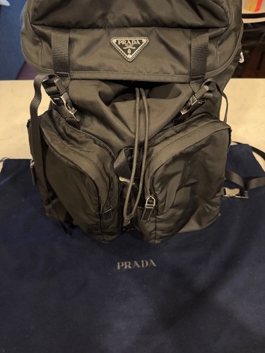 Prada Re-nylon and Saffiano Leather Backpack in black