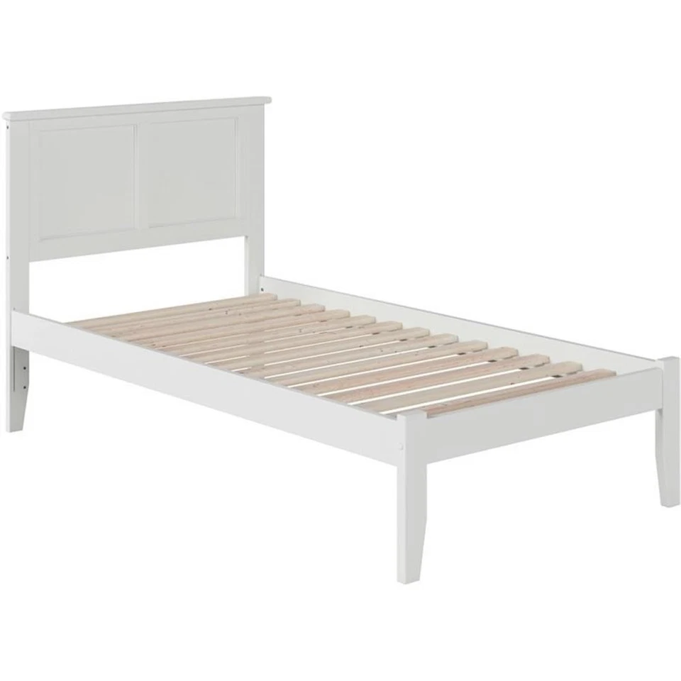 Cama plataforma de madera maciza AFI Madison Twin XL con cargador USB en blanco Foto 3 de 4