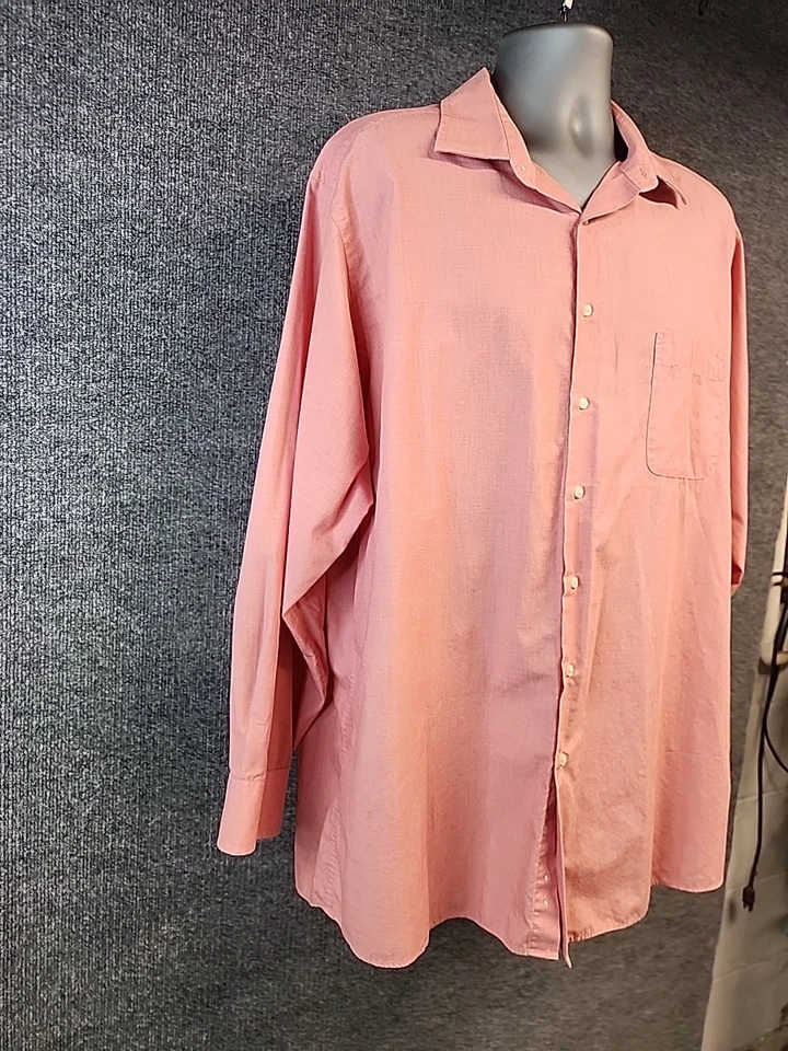 Camisa de vestir ajustada Dockers para hombre talla XL (17"-17,5") mezcla de algodón preppy coral Foto 3 de 4