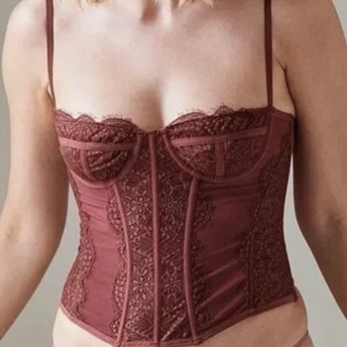 Urban Outfitters Out From Under Modern Love Corset Top XS Red Romantic Festival - Picture 2 of 9