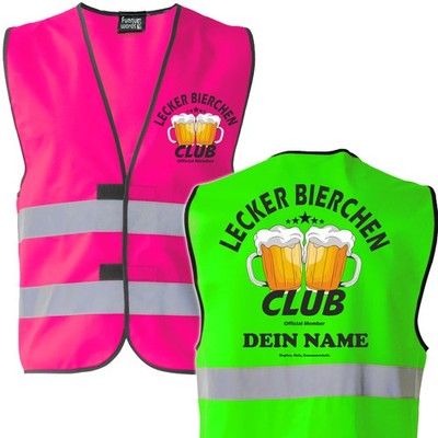 Lecker Bierchen Club Warnweste mit Namen   Lustige Weste für karneval JGA
