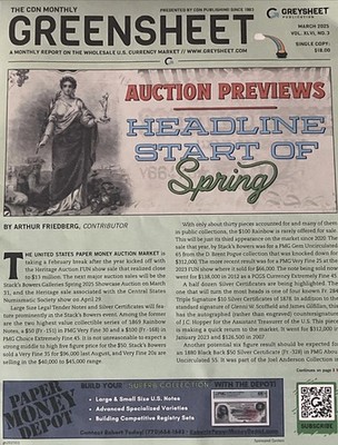 March 2025 CDN Monthly Greensheet US Paper Money Collector Wholesale Price Guide