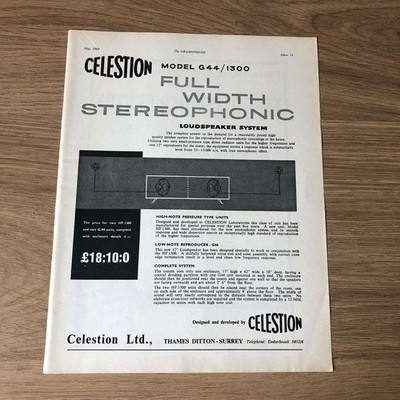 GRAM190 MAGAZINE ADVERT 11X8 CELESTION MODEL G44/1300