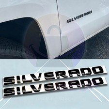 2pcs Side Door Letters For Silverado Gloss Black 3d Stickers Emblem 2007-2018