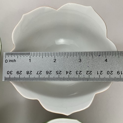 Vintage Lotus Flower Side dish Dessert Bowls Set of 4 Green & Orange Japan - Picture 12 of 13