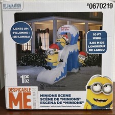 Despicable Me Minons Naughty or Nice Slide Gemmy 10 FT Wide Airblown Inflatable